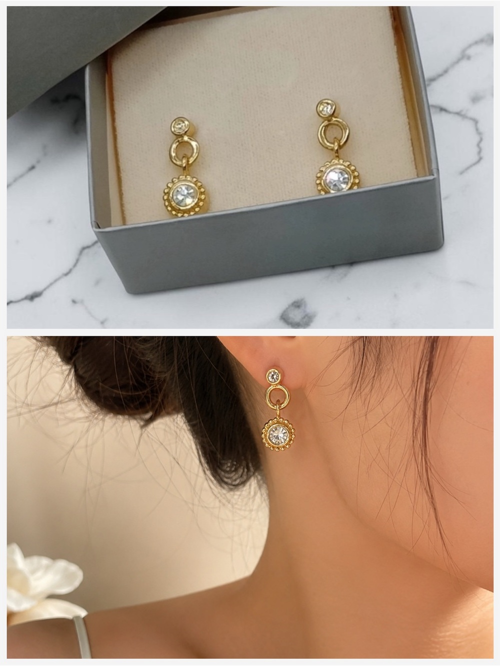 VINTAGE CHRISTIAN DIOR GOLD TONE DROP EARRINGS